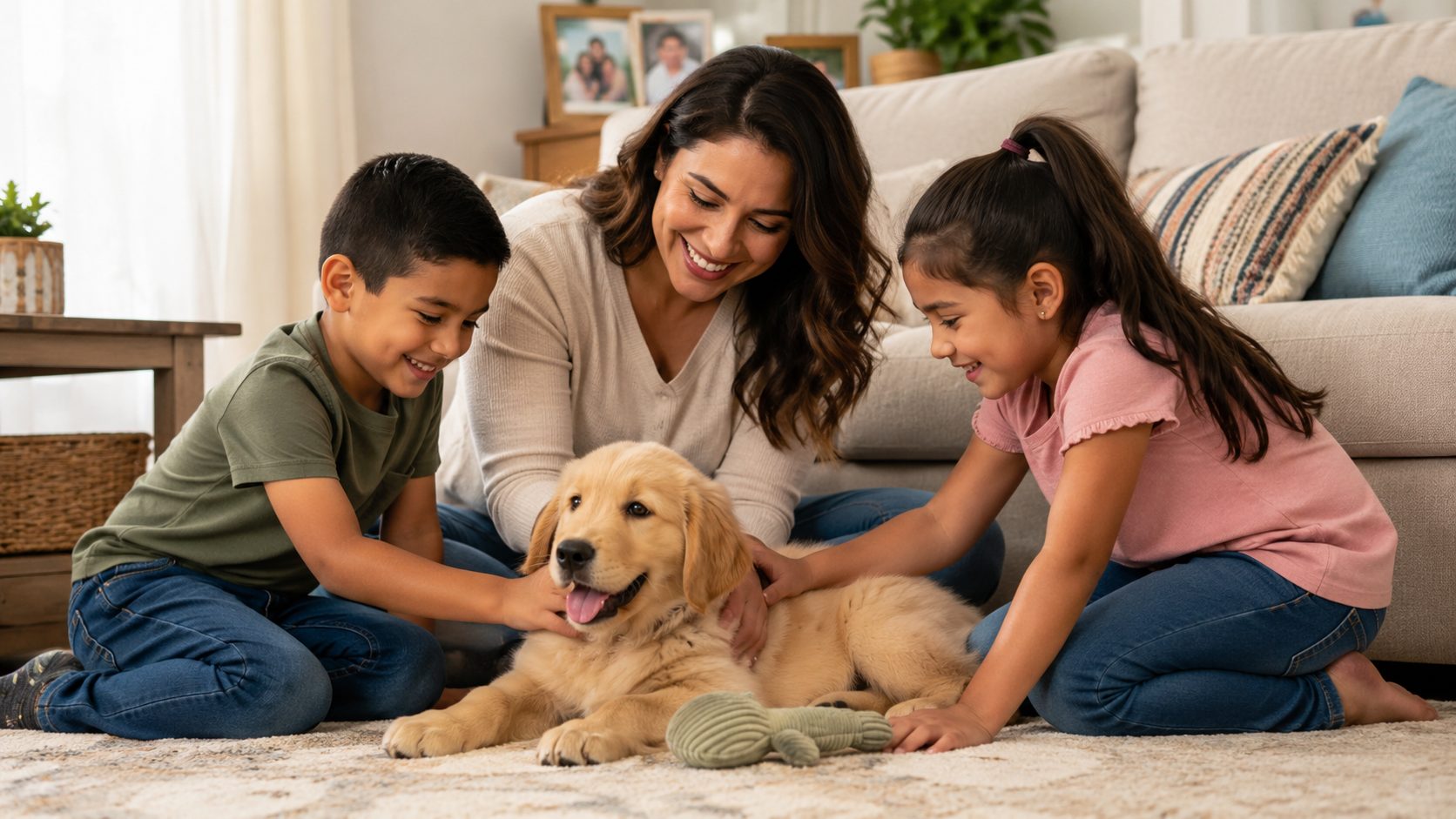 Familia feliz con su cachorro en Jacksonville